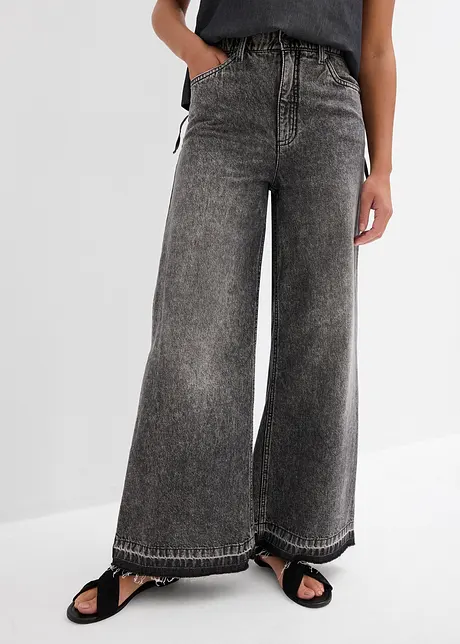 Wide-Leg-Jeans High Waist, cropped, bonprix