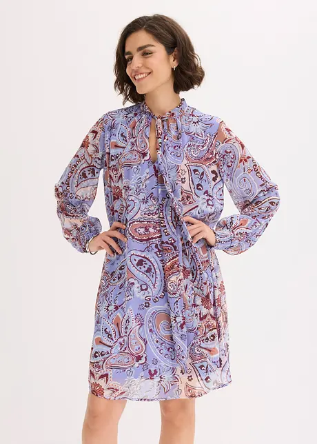 Robe-tunique en mousseline avec col lavallière, bonprix
