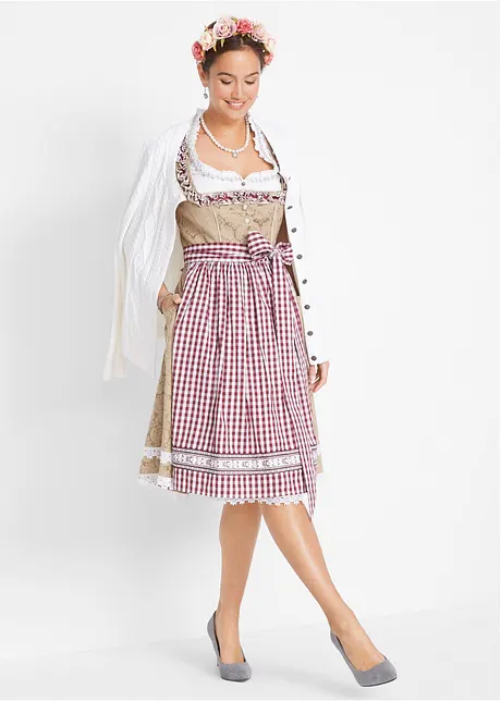 Dirndl avec tablier, longueur genou (ens. 2 pces), bonprix
