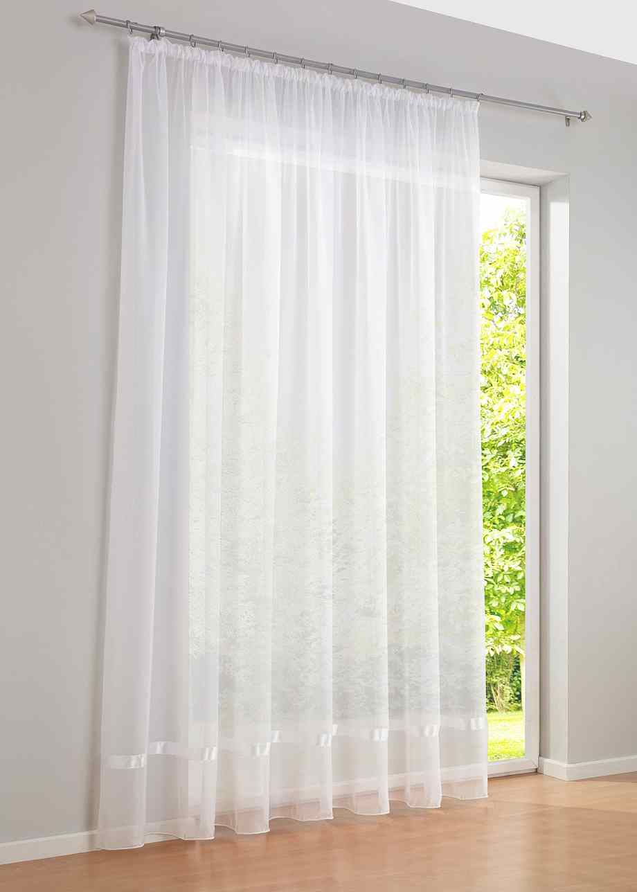 Transparente Gardine mit Satinband weiss - bpc living bonprix