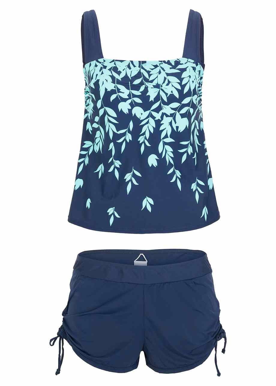 Geschmackvoller Tankini mit auslaufendem Print hellblau/dunkelblau
