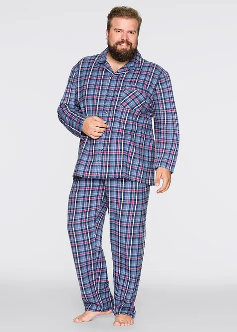 Pyjama aus weichem Flanell mit Knopfleiste und langen Ärmeln., bonprix