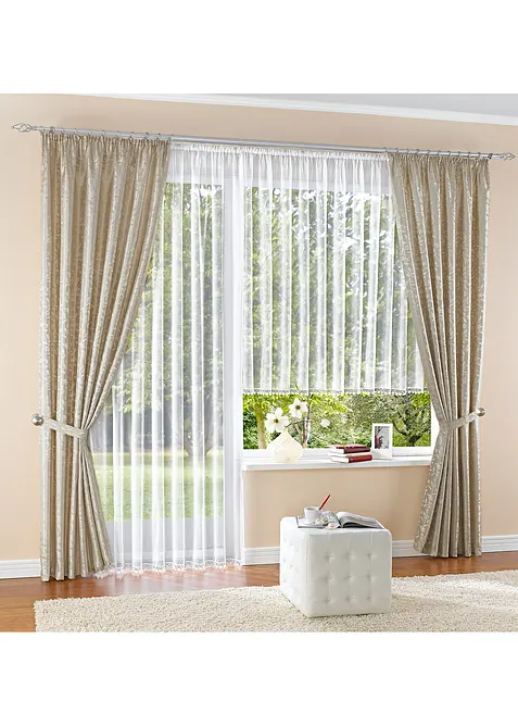 Gardinen Store mit recyceltem Polyester mit Spitzenkante, bonprix