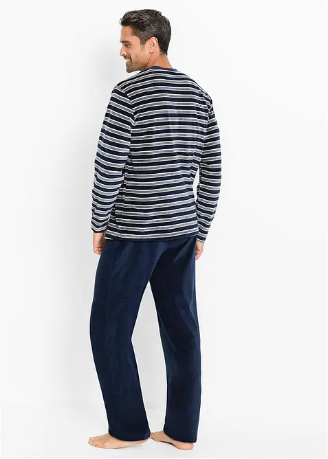 Pyjama aus weichem Nicki-Material mit langen Ärmeln, bonprix