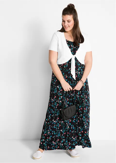 tailliertes Maxi-Kleid mit Druck, bonprix