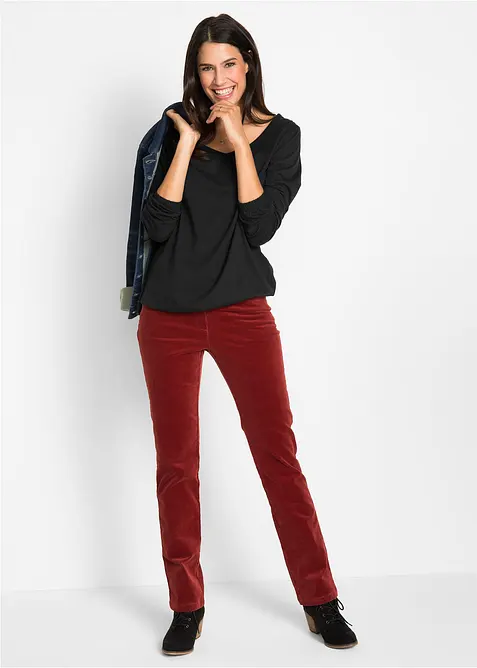 Langarmshirt mit Gummizug aus reiner Baumwolle, bonprix