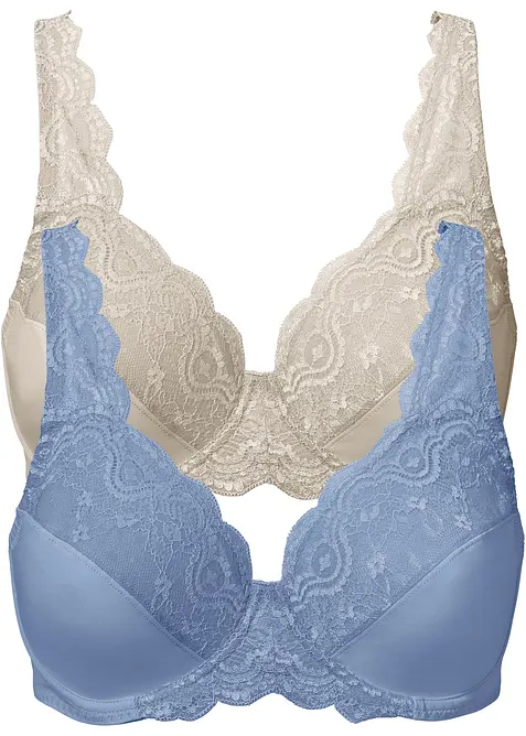 Lot de 2 soutiens-gorge &agrave; armatures et dentelle, bonprix