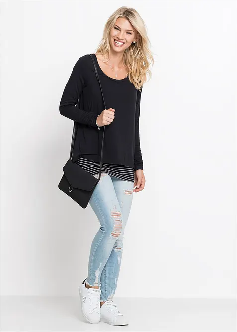 Longshirt mit Langarm doppellagig, bonprix