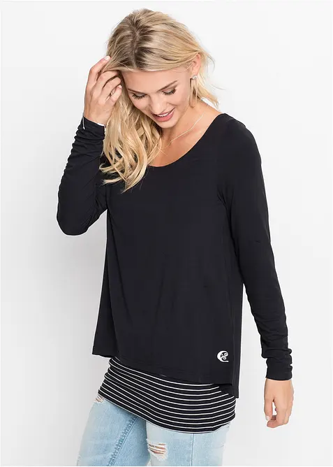 Longshirt mit Langarm doppellagig, bonprix