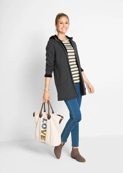 Sweat zipp&eacute; &agrave; capuche avec polaire peluche, bonprix