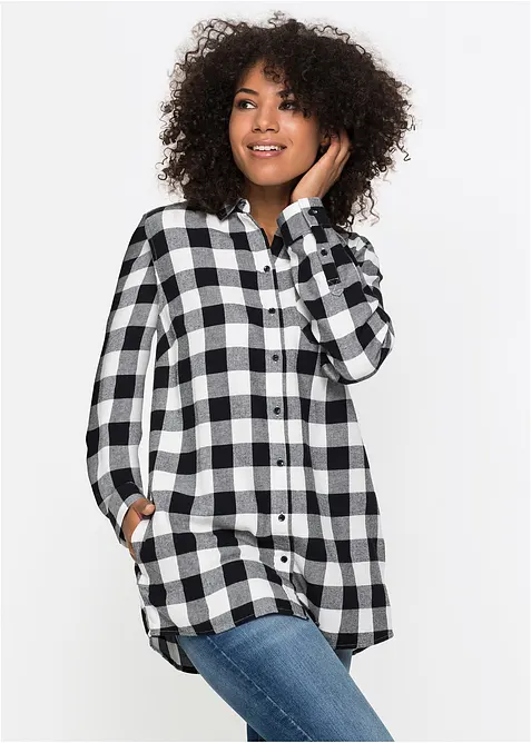 Flanell-Longbluse aus reiner Baumwolle, bonprix