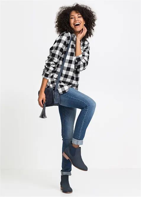 Flanell-Longbluse aus reiner Baumwolle, bonprix