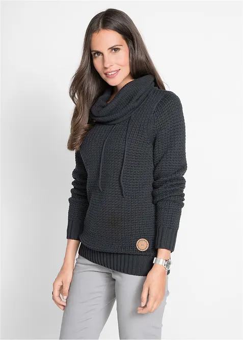 Rollkragenpullover mit Kordeln, bonprix