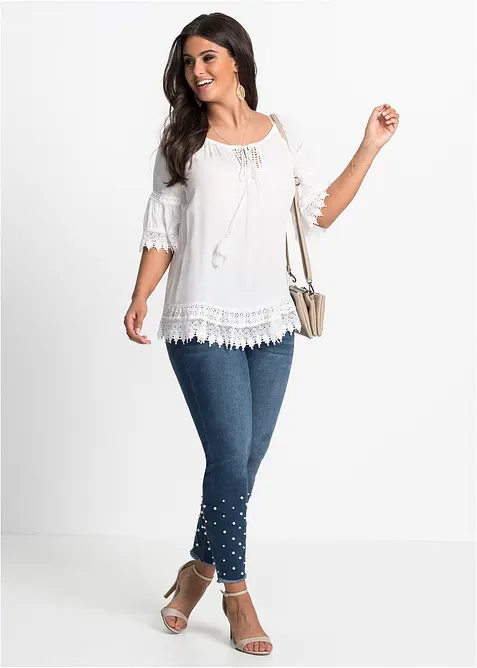 Tunique &agrave; dentelle en viscose douce, bonprix