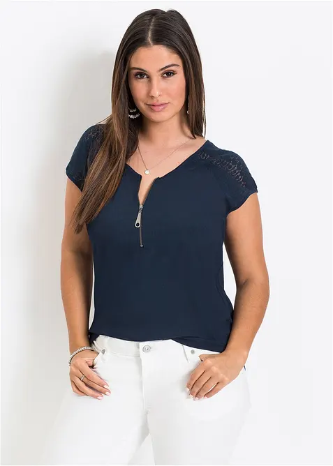 T-shirt &agrave; empi&egrave;cement dentelle, bonprix