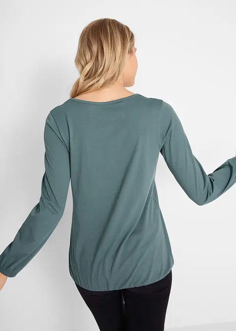 Langarmshirt mit Gummizug aus reiner Baumwolle, bonprix
