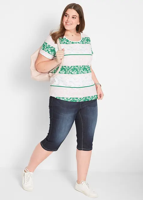Jeans Bermuda Mid Waist mit gekrempeltem Saum, bonprix