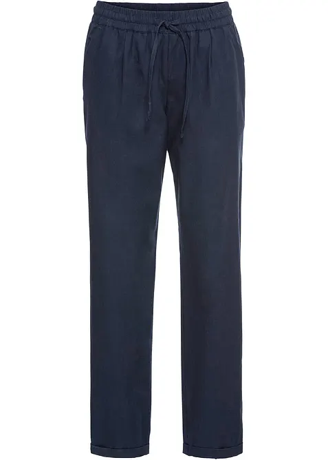 Pantalon en lin m&eacute;lang&eacute;, taille &eacute;lastiqu&eacute;e, bonprix