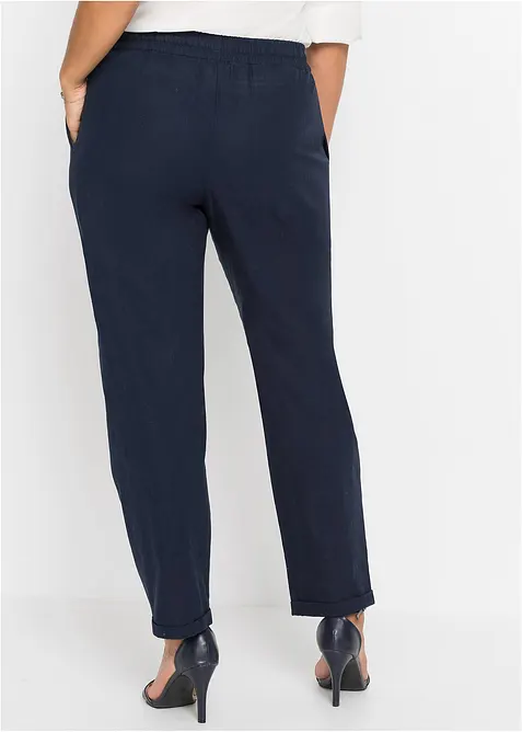 Pantalon en lin m&eacute;lang&eacute;, taille &eacute;lastiqu&eacute;e, bonprix