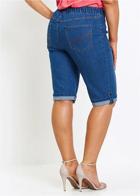 Bermuda en jean avec taille enti&egrave;rement &eacute;lastiqu&eacute;e, bonprix