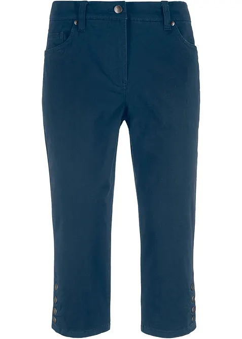 Baumwoll-Capri-Hose mit Bequembund und Kn&ouml;pfen, bonprix