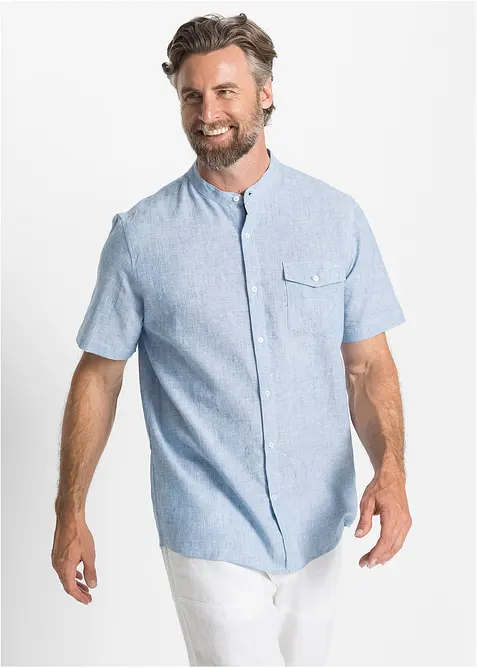 Chemise manches courtes aérienne en lin mélangé, bonprix