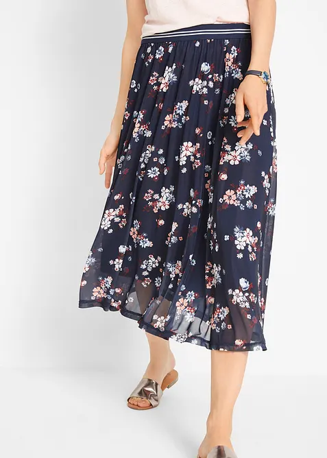 Midirock aus Meshgewebe mit elastischem Bequembund, bonprix