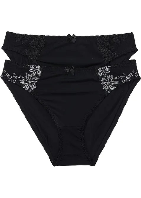 Slip mit zarter Stickerei (2er Pack), bonprix