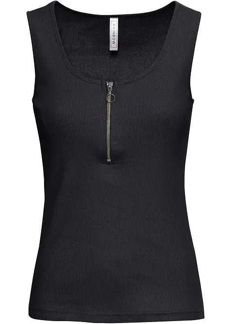 Ripp-Top mit Rei&szlig;verschluss, bonprix