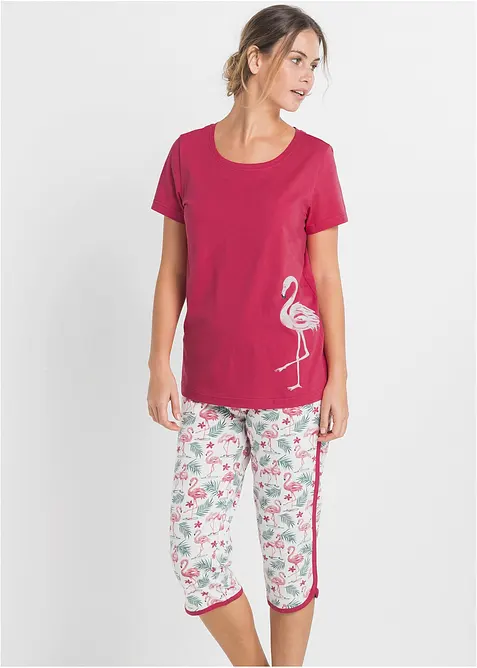 Capri Pyjama aus reiner Baumwolle, bonprix