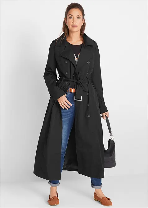Trench-coat long ceintur&eacute; &agrave; la taille, bonprix