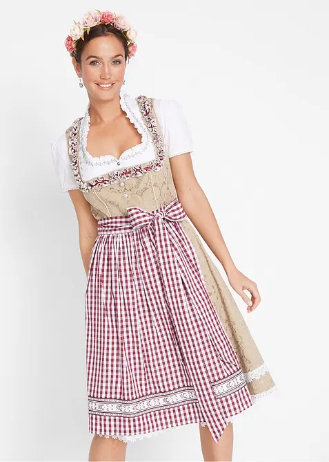 Dirndl avec tablier, longueur genou (ens. 2 pces), bonprix