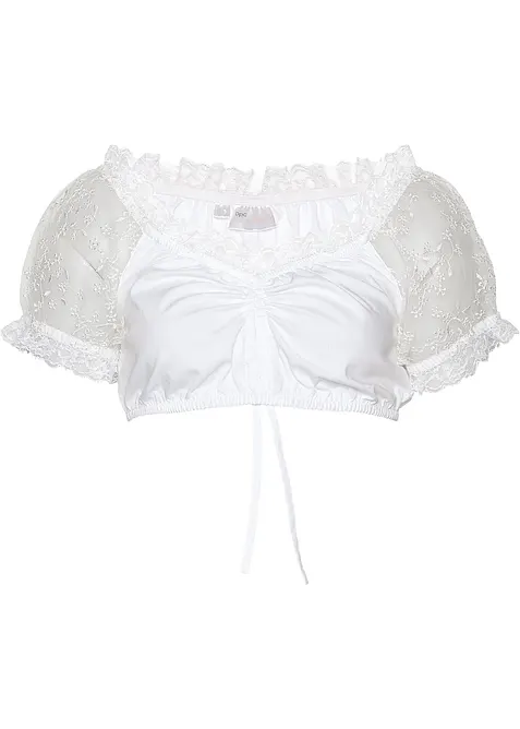 Dirndlbluse mit Spitzen-Carmen-Ärmeln, bonprix