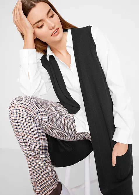 Gilet long sans manches en maille, bonprix