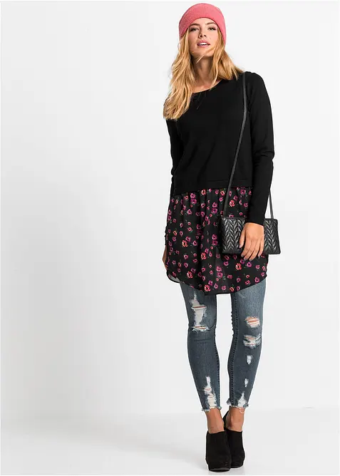 Robe pull en fine maille avec jupe montée, bonprix