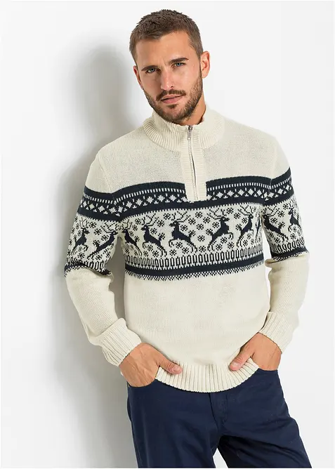 Norweger-Pullover mit Troyerkragen, bonprix