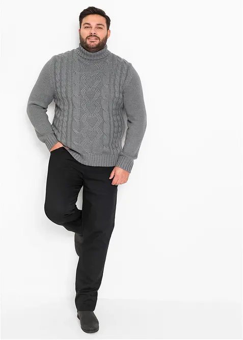 Pull col roulé en maille torsadée, bonprix