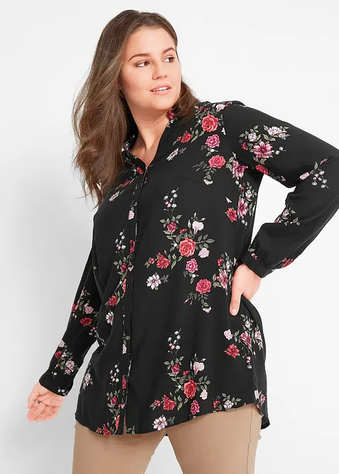 Longbluse aus fließender Viskose, bonprix