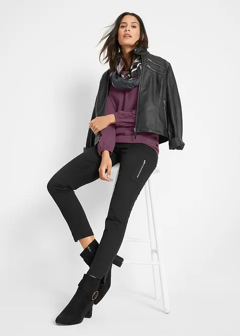 Langarmshirt mit Gummizug aus reiner Baumwolle, bonprix