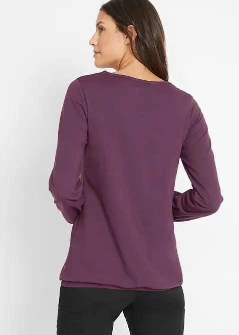 Langarmshirt mit Gummizug aus reiner Baumwolle, bonprix