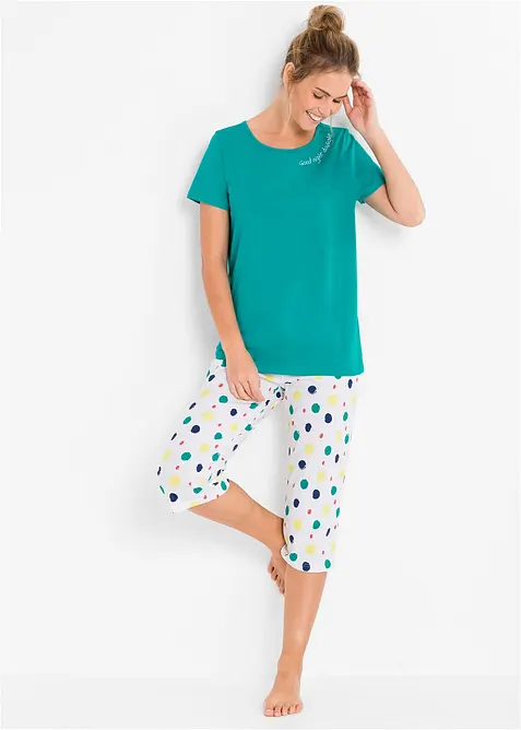 Capri Pyjama aus reiner Baumwolle, bonprix
