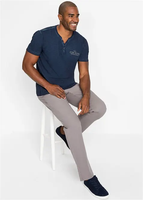 Henleyshirt, Kurzarm in gewaschener Optik aus reiner Bio-Baumwolle, bonprix