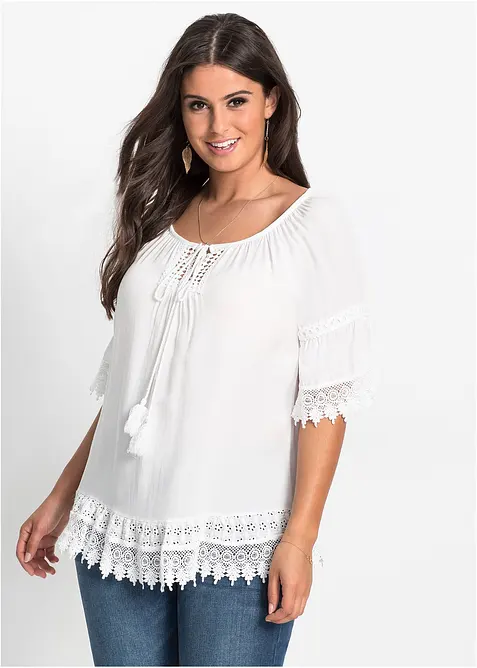 Tunique &agrave; dentelle en viscose douce, bonprix