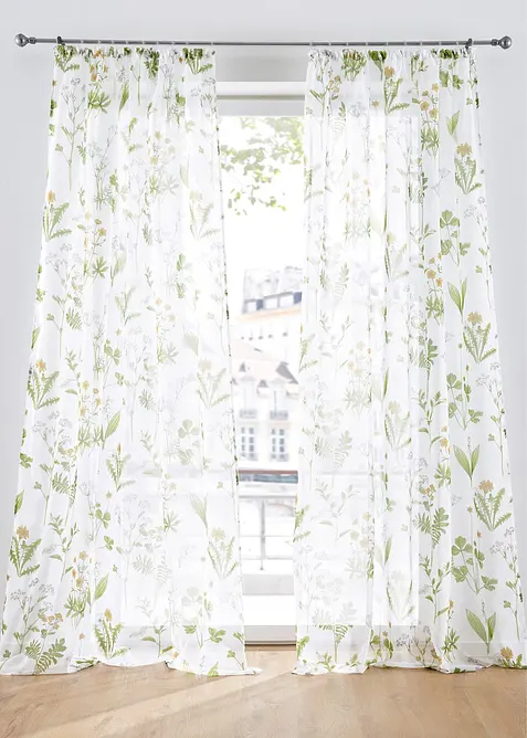 Voilage à imprimé floral avec polyester recyclé (1 pce), bonprix