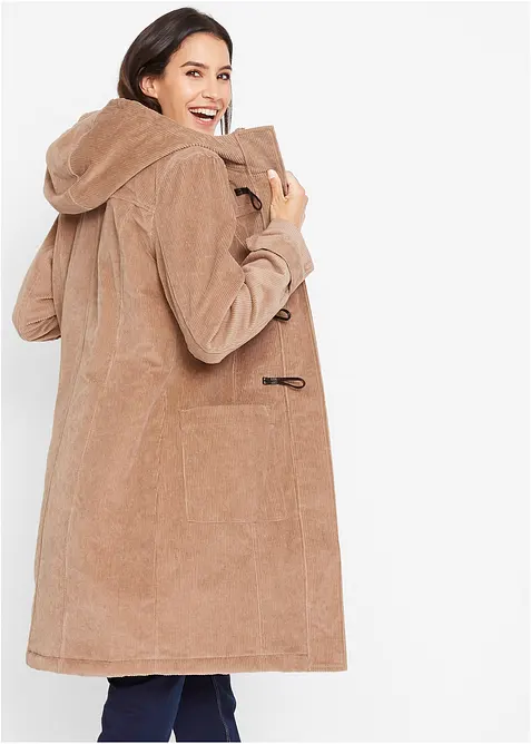 Gef&uuml;tterter Cord-Dufflecoat, bonprix