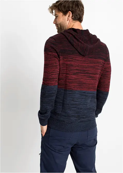 Feinstrickpullover mit Kapuze aus weichem Baumwollmix, bonprix