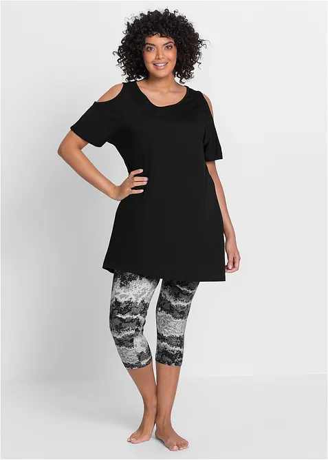 Capri Pyjama mit kurzen Ärmeln, bonprix