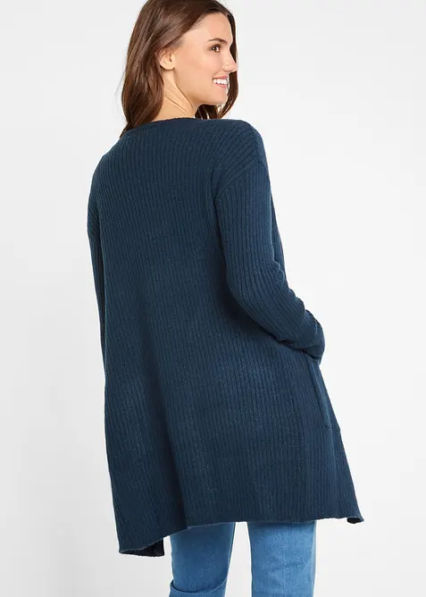 Longstrickjacke in breiter Rippenstruktur, bonprix