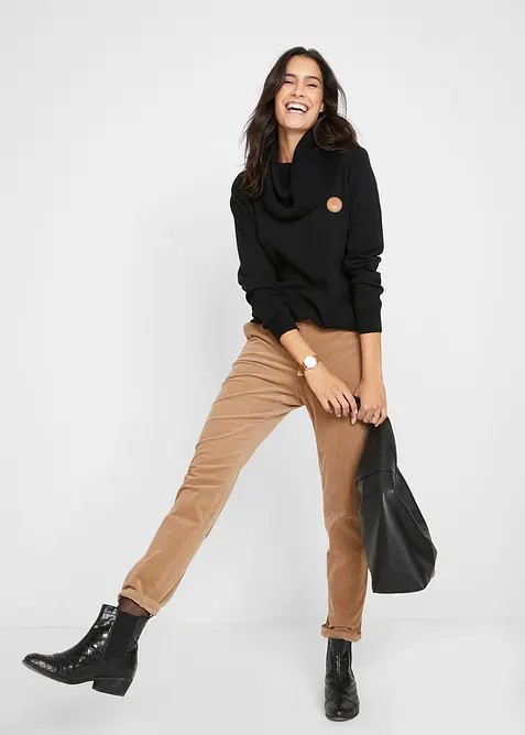 Feinstrickpullover mit weitem Kragen, bonprix