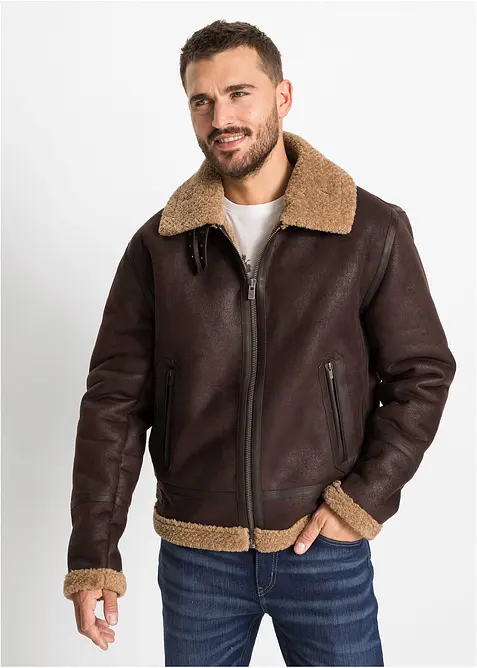 Blouson enduit doublé sherpa, bonprix